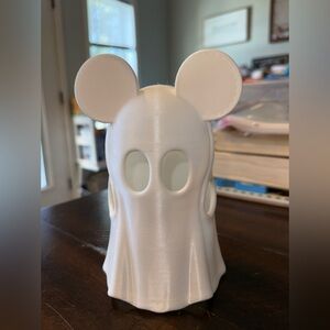 Labubu 3D Printed Mickey Ghost - White Ghost Figurine with Round Ears
